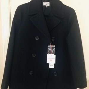 Uniqlo IDLF Wool Blended Pea Coat Jacket Navy